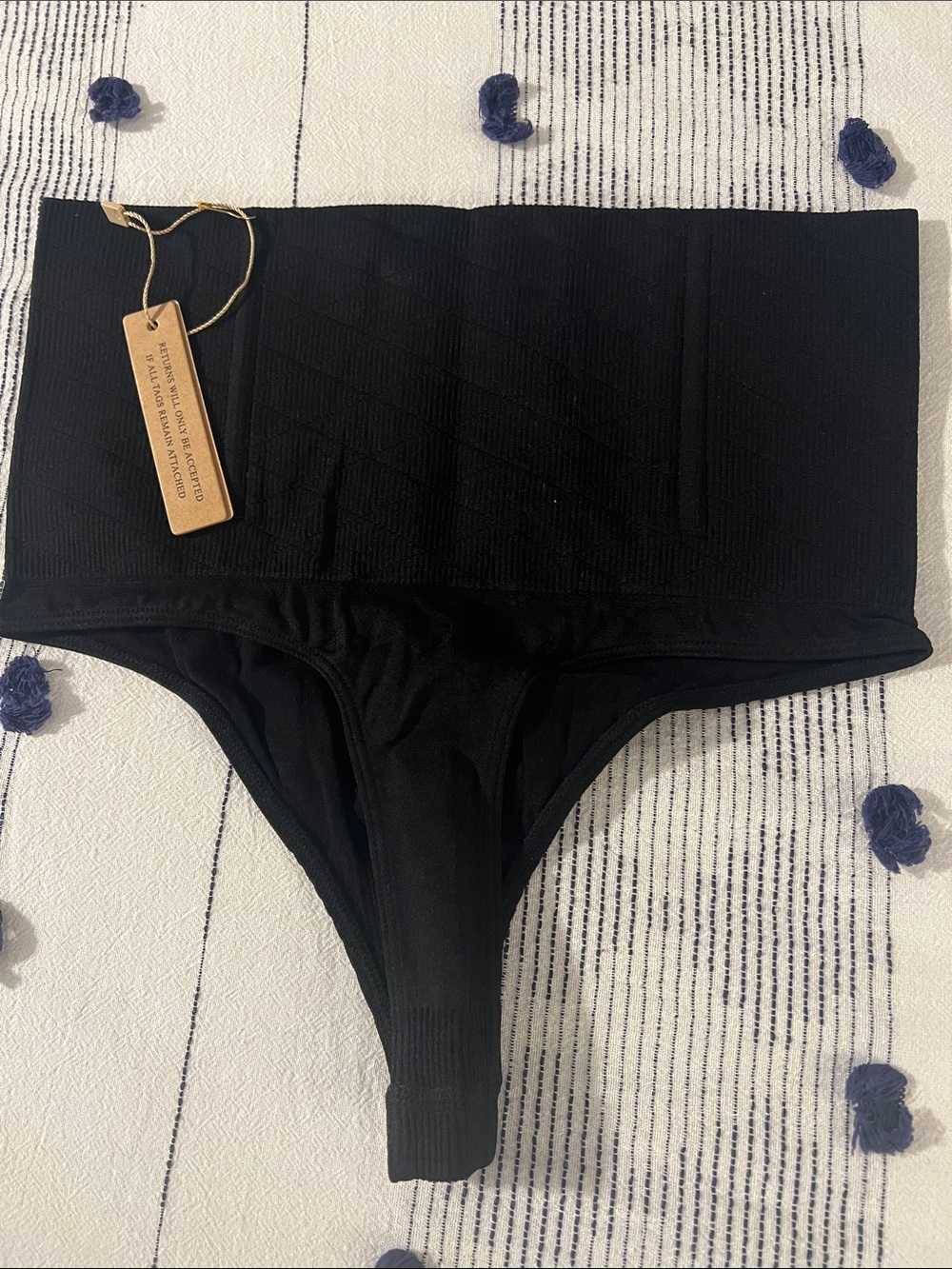 High-Waist Black Shaping Thong